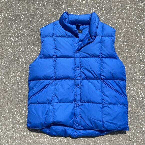 Lands End Vest Goose Down Feathers Blue Large Mens - Picture 1 of 11
